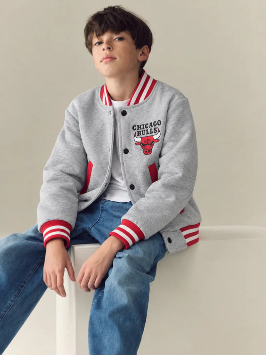 Kids Fleece Varsity Jacket – Chicago Bulls Printed Button-Up Winter Jacket for Boys & Girls - FJ 004 (Copy)