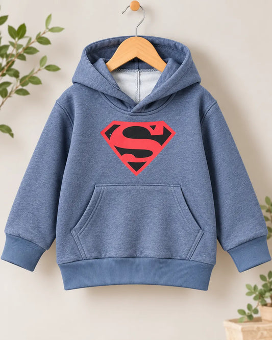 Kids Superman Printed Fleece Winter Hoodies for boys and Girls - HD-084