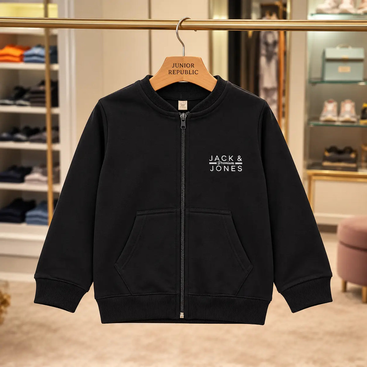 Junior Republic Jack & Jones Printed Kid's Fleece Zipper Jacket - hd 027