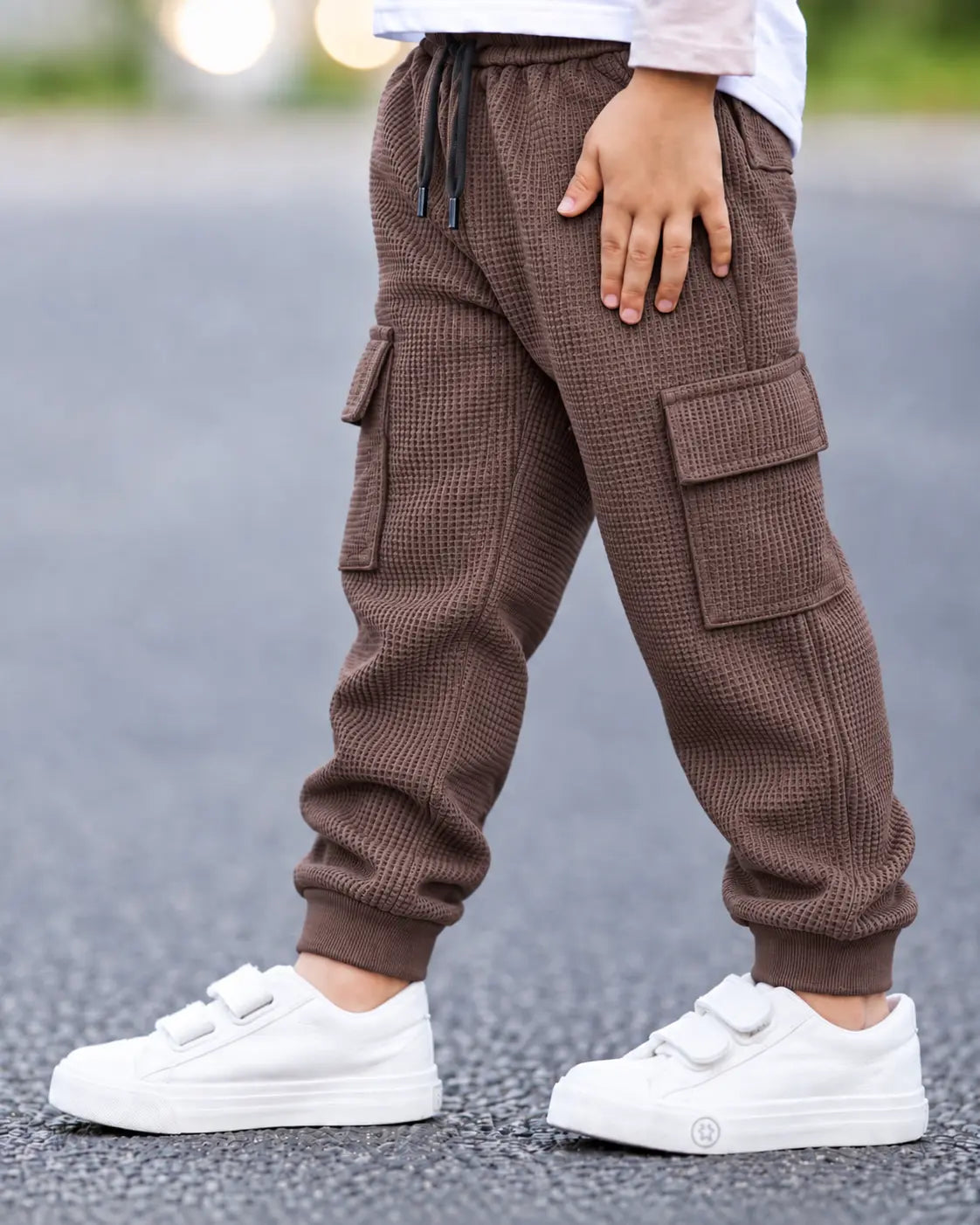 Kids Waffle Knit Cargo Jogger Trouser