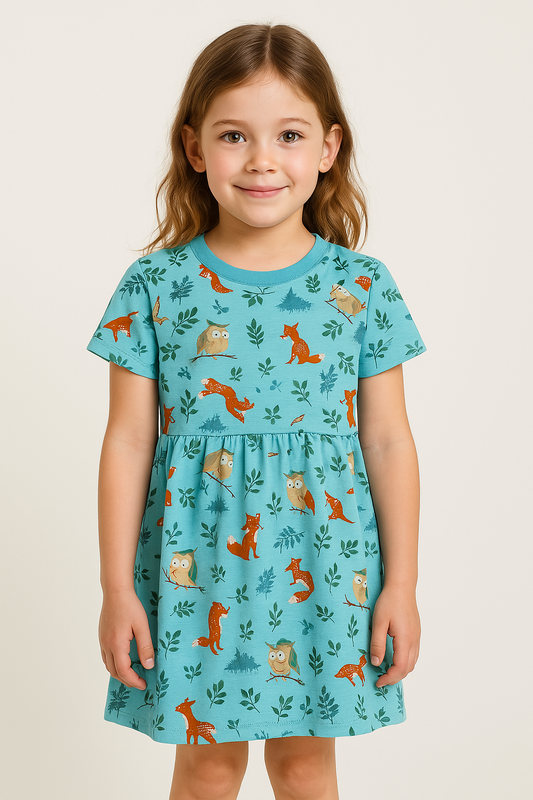 Junior  Republic Girls Bear Printed Frock