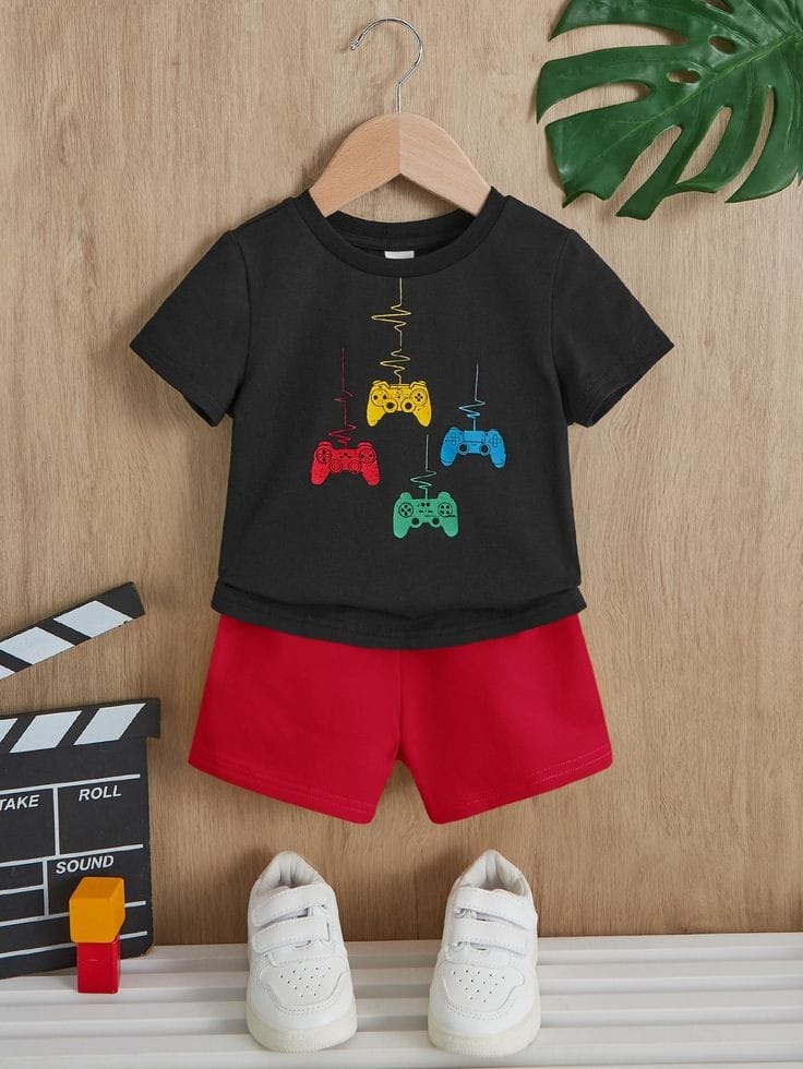 Junior Republic Kid's Game 🎮 Printed Twin Set (Shirt + Shorts)