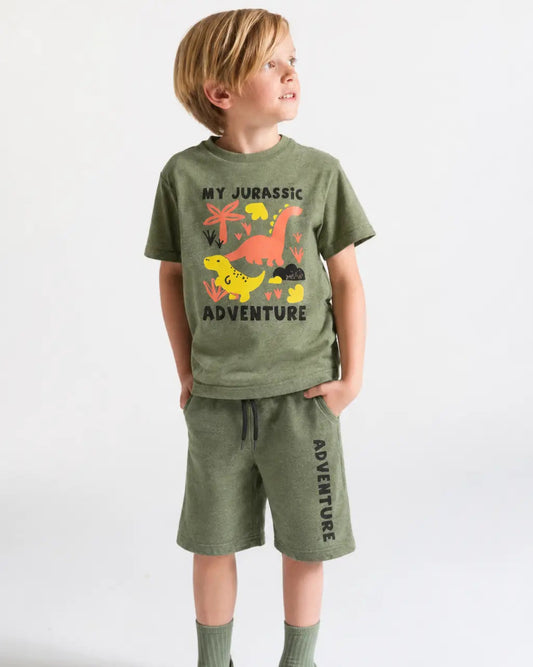 Junior Republic Adventure Printed Cotton Jersey T-Shirt & Shorts Set for Kids