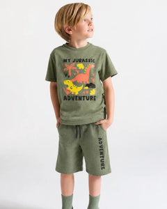 Junior Republic Adventure Printed Cotton Jersey T-Shirt & Shorts Set for Kids