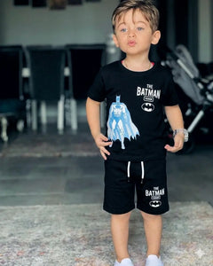 Junior Republic Batman Printed Cotton Jersey T-Shirt & Shorts Set for Kids