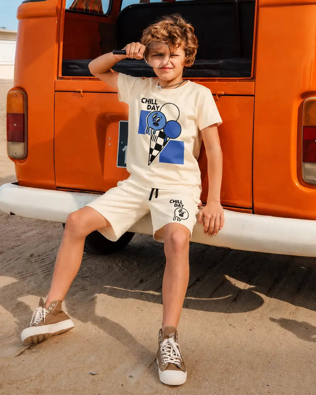 Junior Republic Chill day Printed Cotton Jersey T-Shirt & Shorts Set for Kids