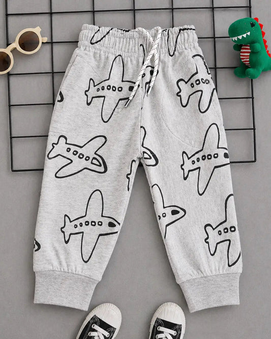 Junior Republic Cotton Jersey Summer airplane Printed Trouser