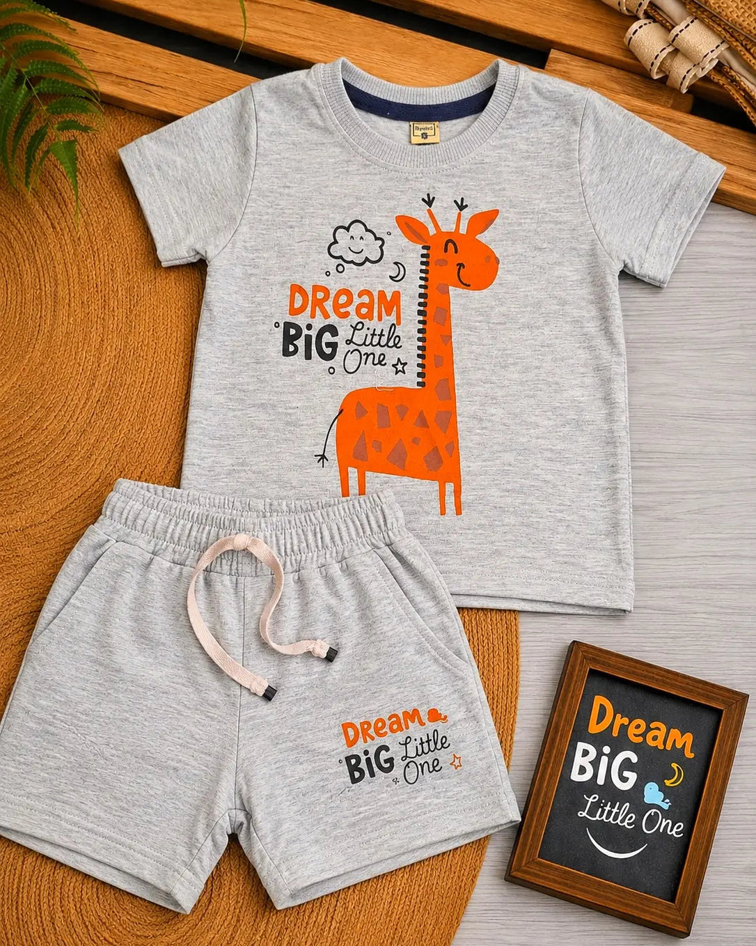 Junior Republic Dream Big Printed Cotton Jersey T-Shirt & Shorts Set for Kids