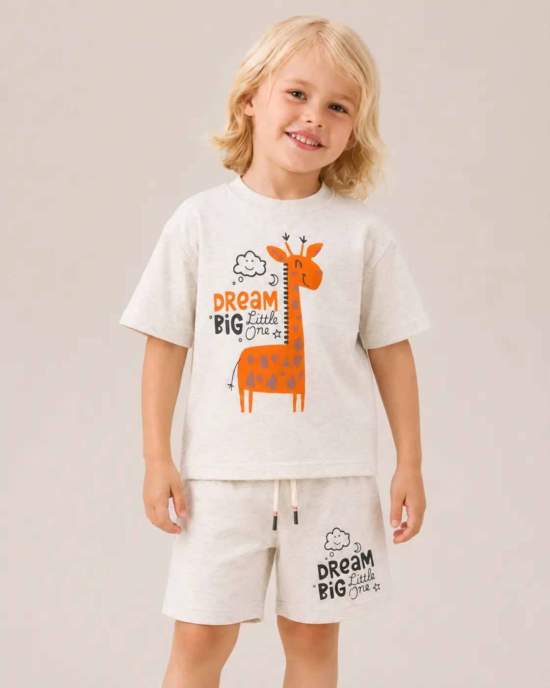 Junior Republic Dream Big Printed Cotton Jersey T-Shirt & Shorts Set for Kids