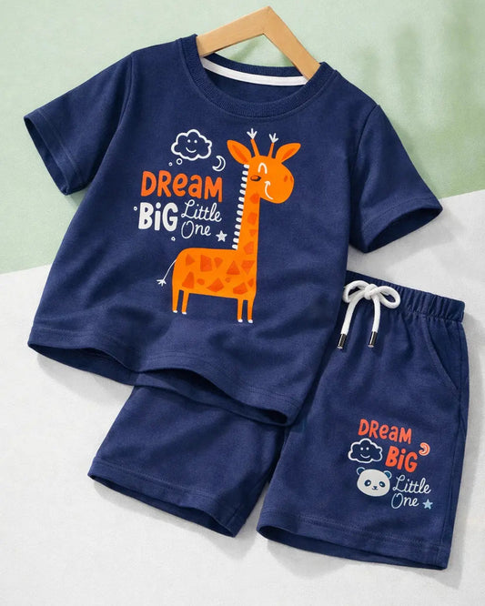 Junior Republic Dream Big Printed Cotton Jersey T-Shirt & Shorts Set for Kids