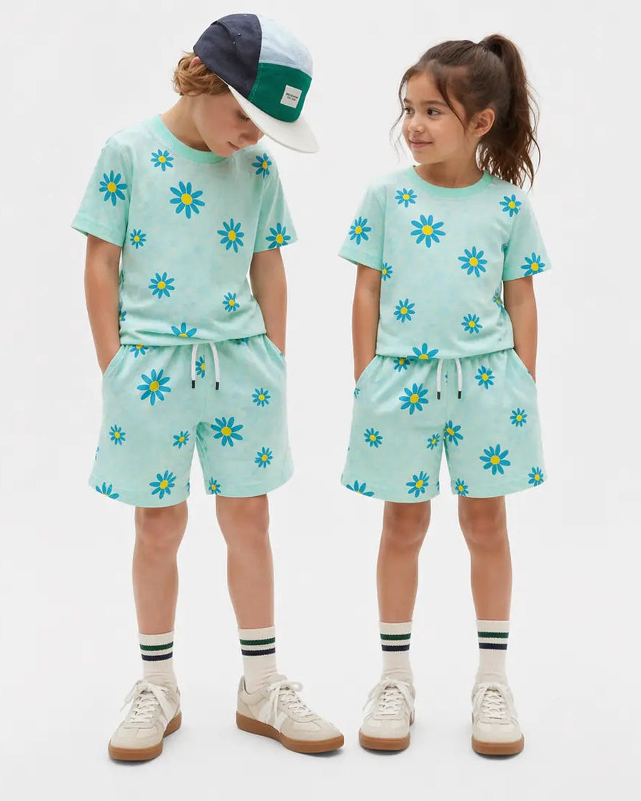 Junior Republic Floral Printed Cotton Jersey T-Shirt & Shorts Set for Kids