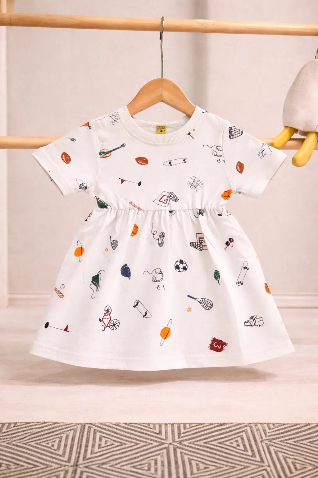 Junior Republic Girls Sports Doodle Printed Summer Frock