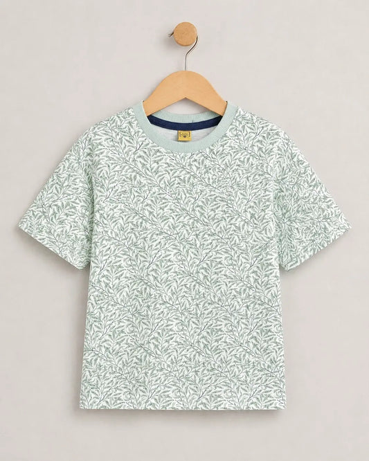 Junior Republic Kid's All over Leaf Print Tee Shirt