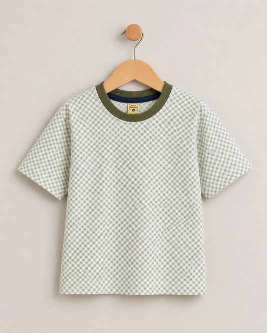 Junior Republic Kid's All over check Print Tee Shirt