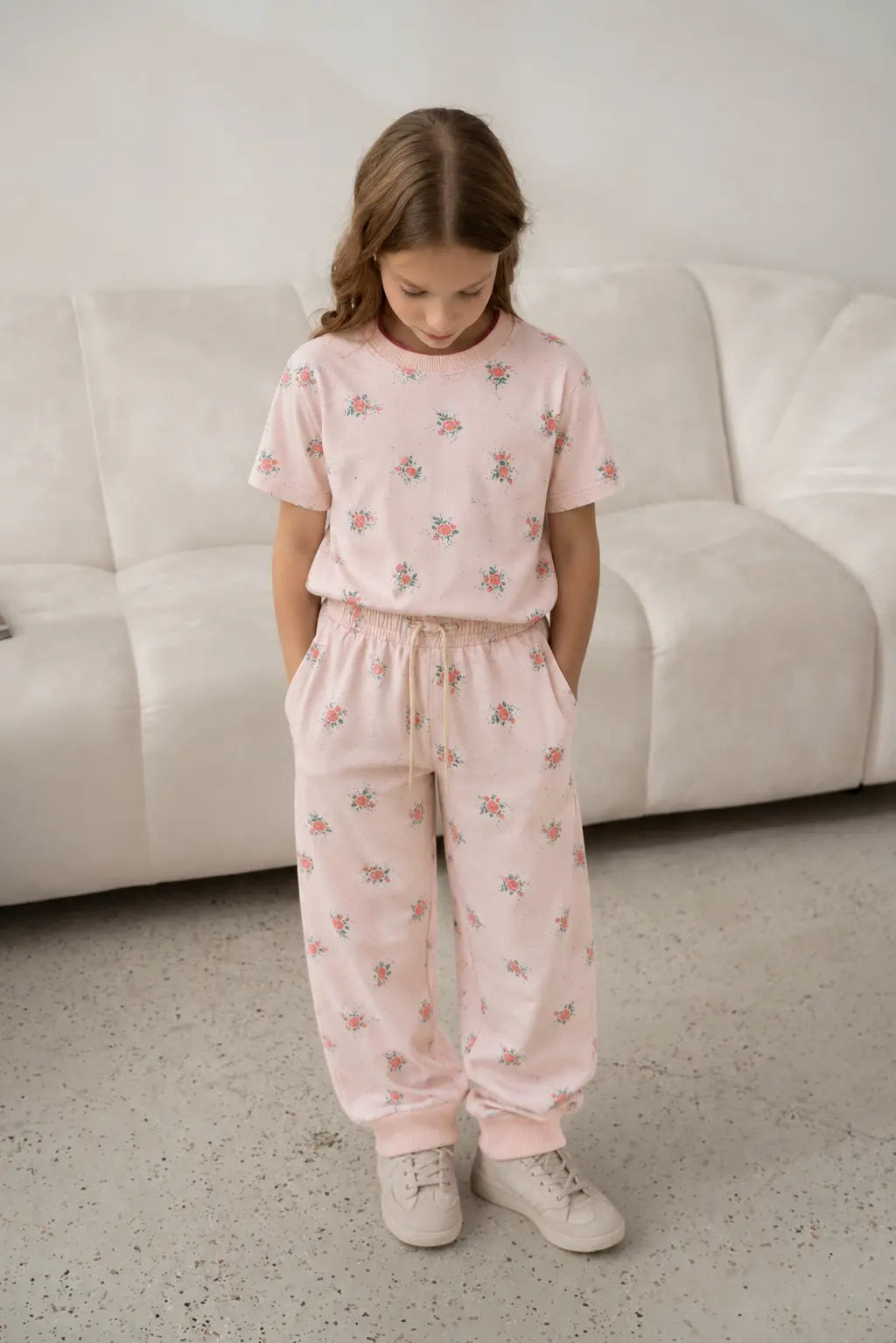 Junior Republic Kids Floral Print Cotton Jersey Suit — Spring Blossom (Style 4)
