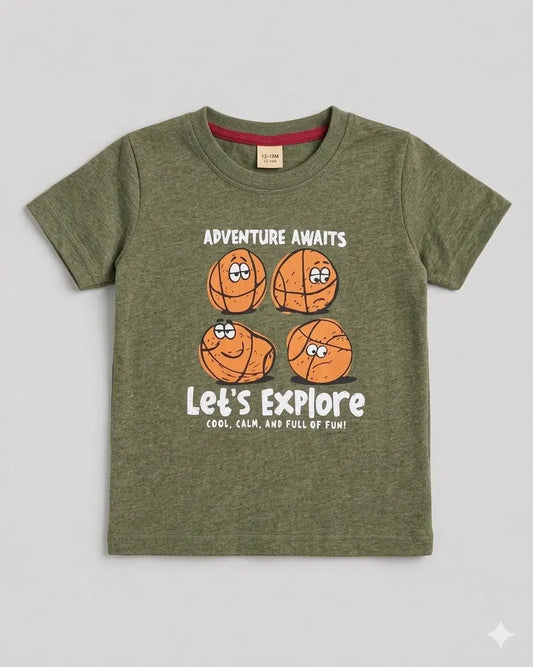 Junior Republic Kid's Lets Explore Printed Tee Shirt