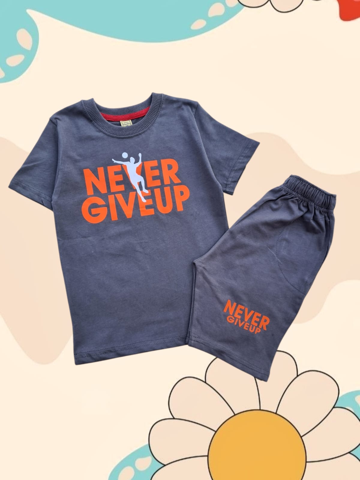 Junior Republic Kid's Never Giveup Printed Twin Set