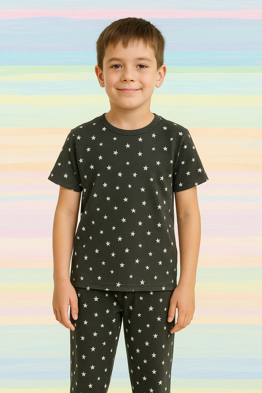 Junior Republic Kid's Star Printed Pyjama Shirt Summer Suit