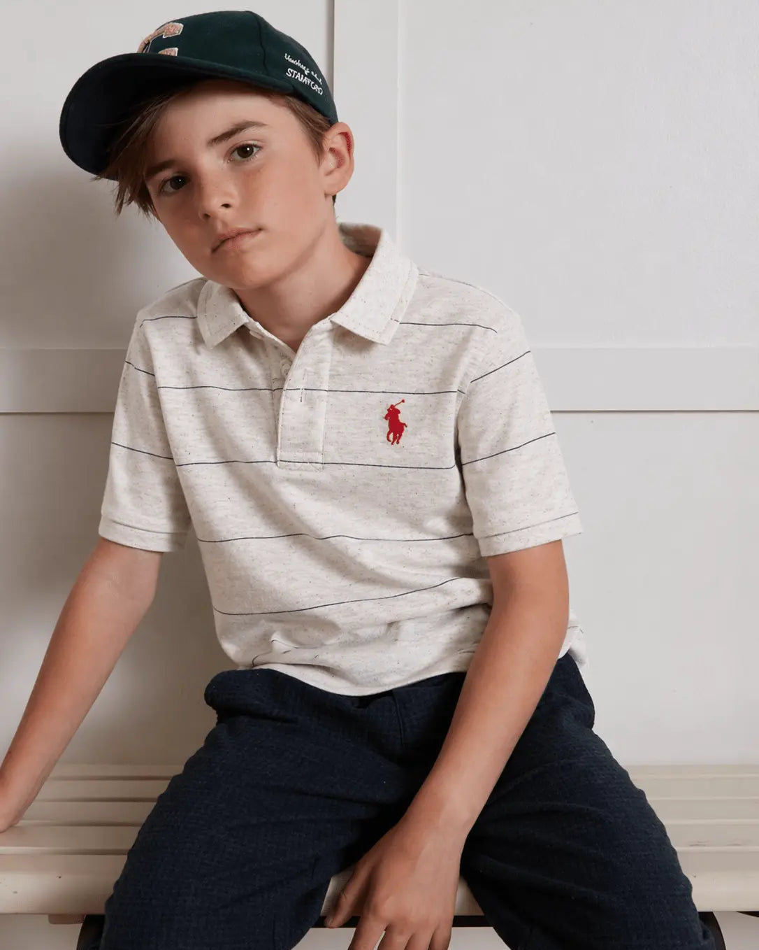 Junior Republic Kid's Stripes style Pony Embroidered Polo Shirt