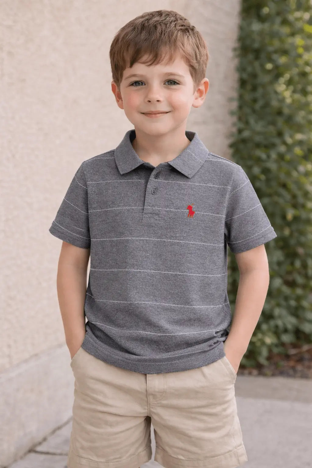 Junior Republic Kid's Stripes style Pony Embroidered Polo Shirt