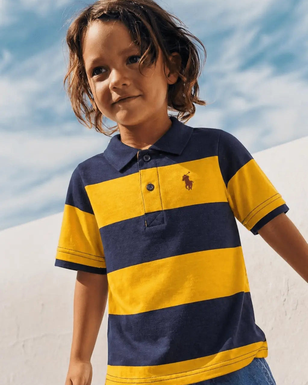 Junior Republic Kid's Stripes style Pony Embroidered Polo Shirt