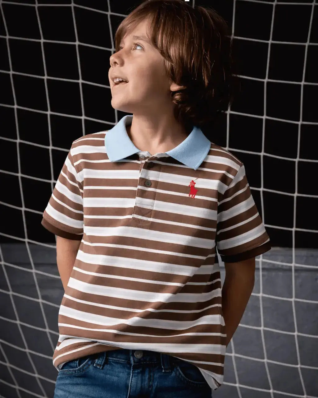 -Minor Fault- Junior Republic Kid's Stripes style Pony Embroidered Polo Shirt