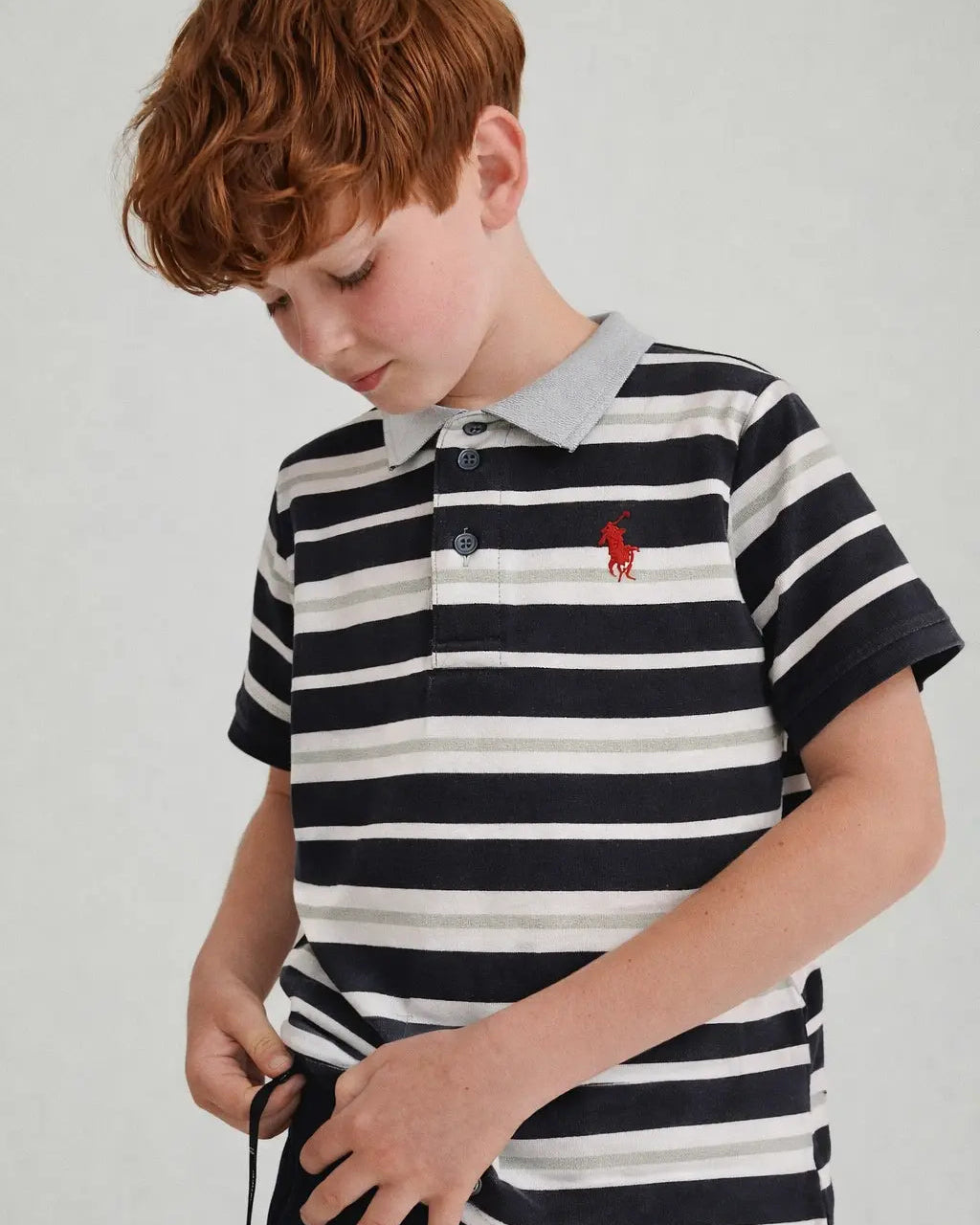 Junior Republic Kid's Stripes style Pony Embroidered Polo Shirt