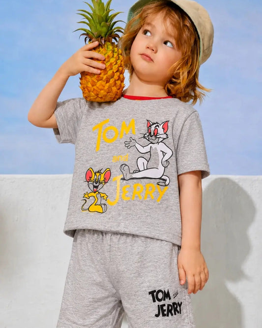 Junior Republic Kid's Tom & Jerry Printed Twin Set for Summer
