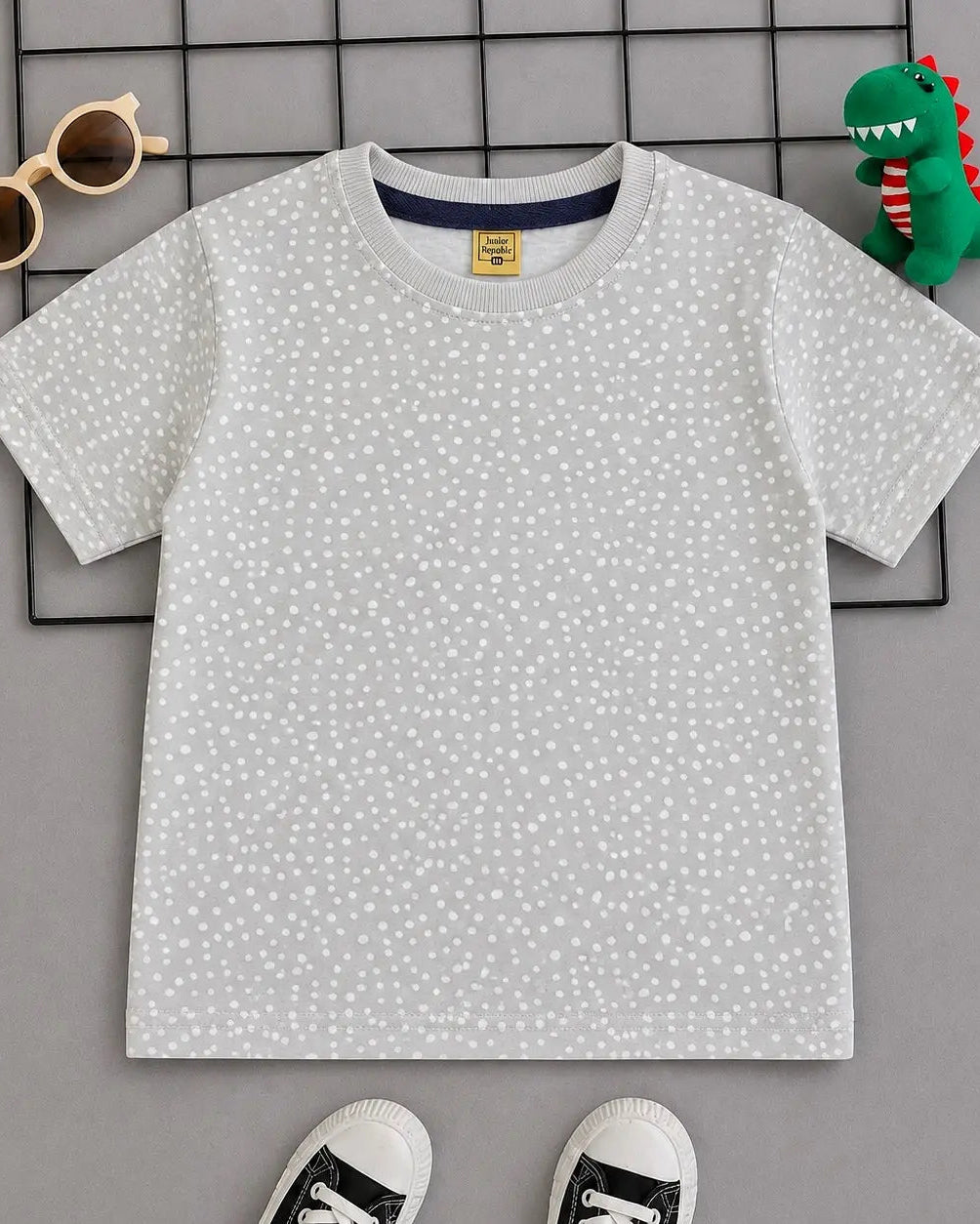 Junior Republic Kid's all over dotted Print Tee Shirt