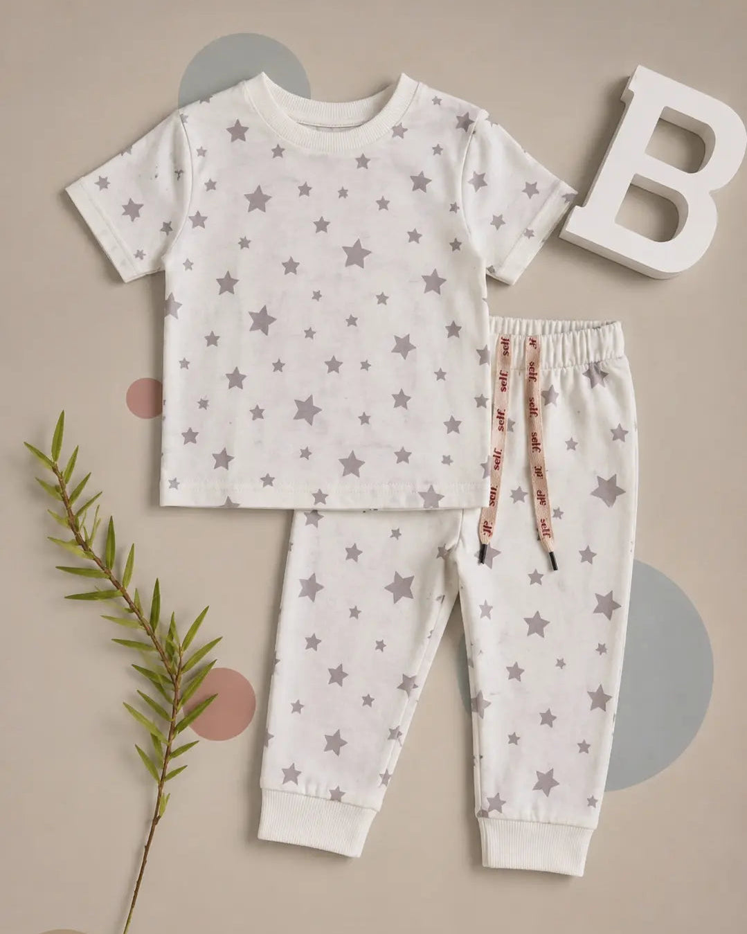 Junior Republic Kid's all over stars Printed Cotton Jersey Summer Trouser Shirt Suit