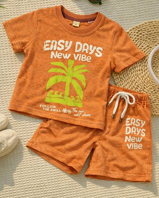 Junior Republic New Vibe Printed Cotton Jersey T-Shirt & Shorts Set for Kids