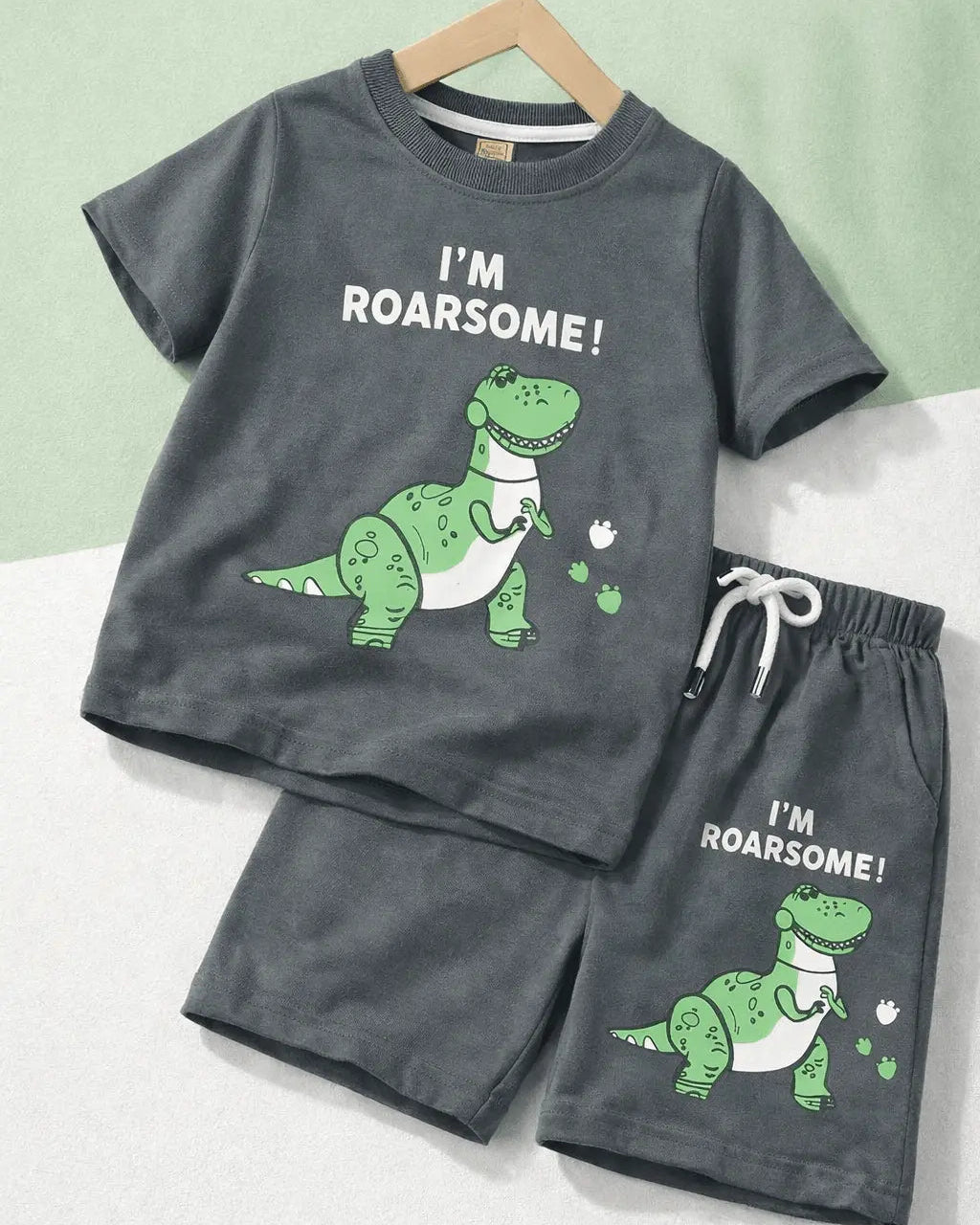 Junior Republic Roarsome Printed Cotton Jersey T-Shirt & Shorts Set for Kids