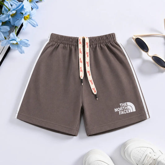 Junior Republic Kids Cotton Shorts — Grey with Navy Side Stripe (Style 1)