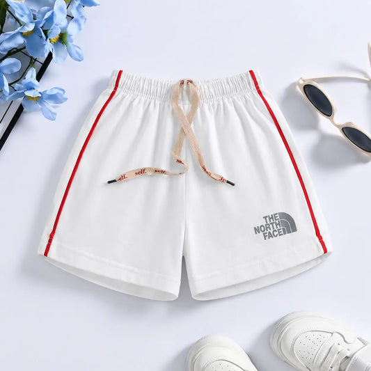 Junior Republic Kids Cotton Shorts — Grey with Red Side Stripe (Style 3)