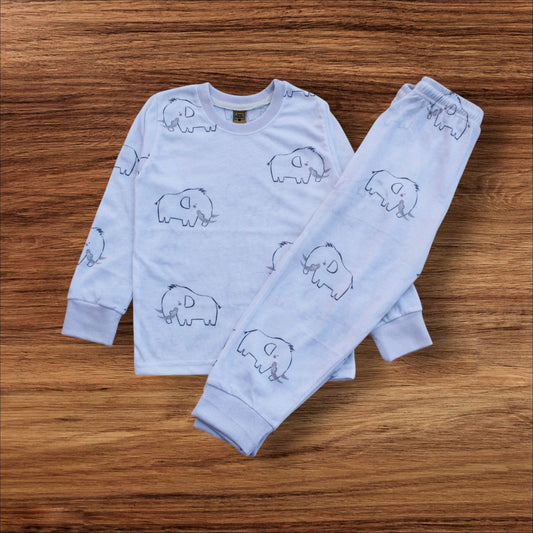 Junior Republic Kid's Elephant 🐘 Printed Full Sleeves Shirt and Trouser 2 Piece Set for Summer
