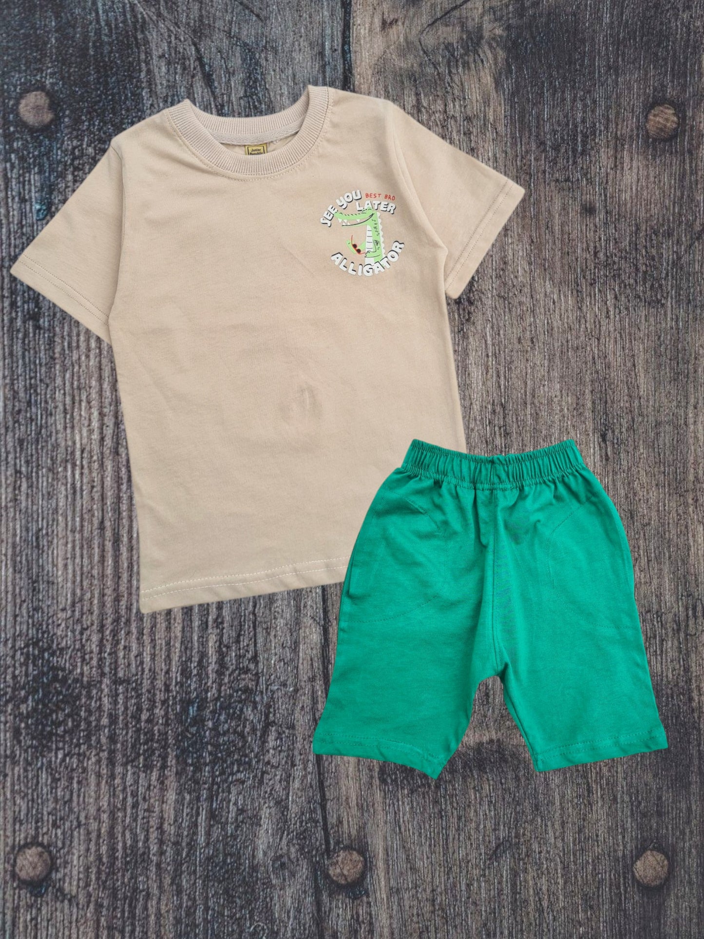 Junior Republic Kid's Alligator front and back Printed Twin Set