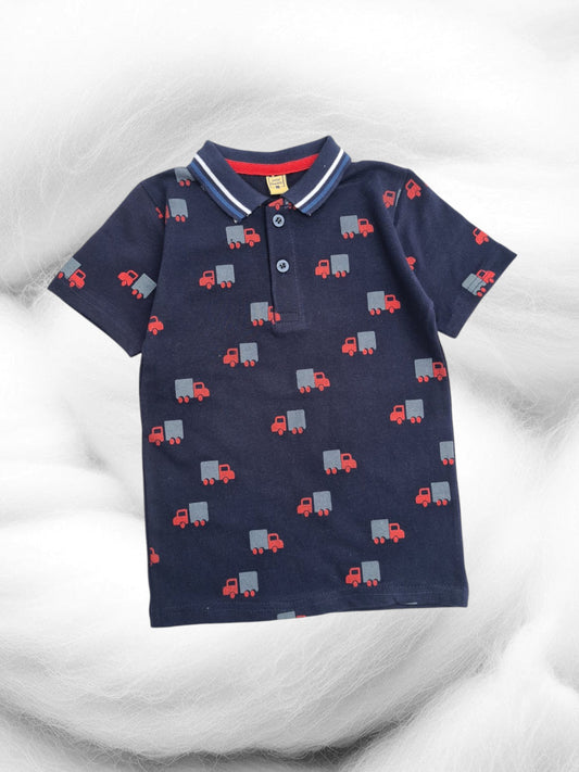 Junior Republic Kid's Truck Printed Polo Shirt