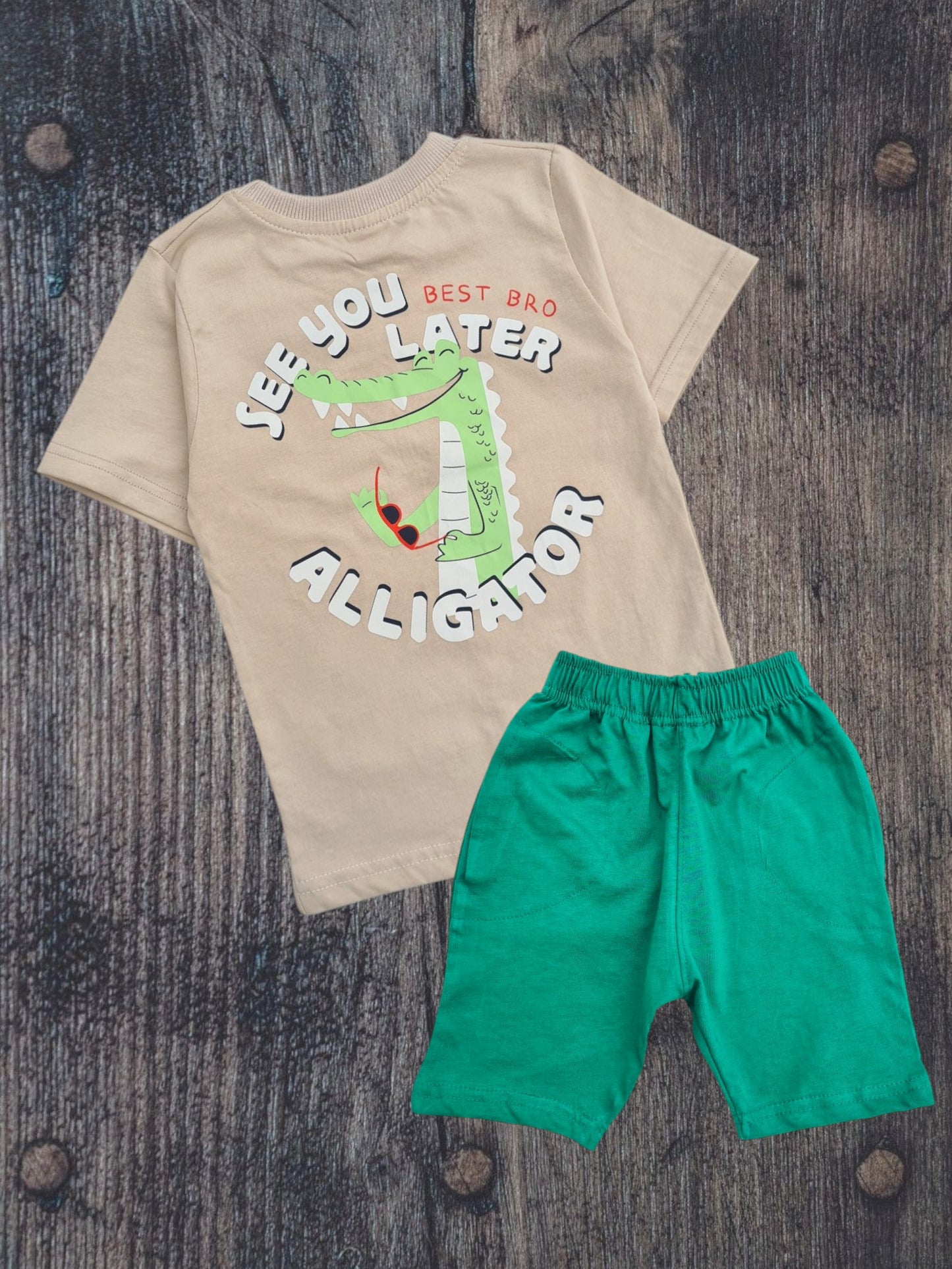 Junior Republic Kid's Alligator front and back Printed Twin Set