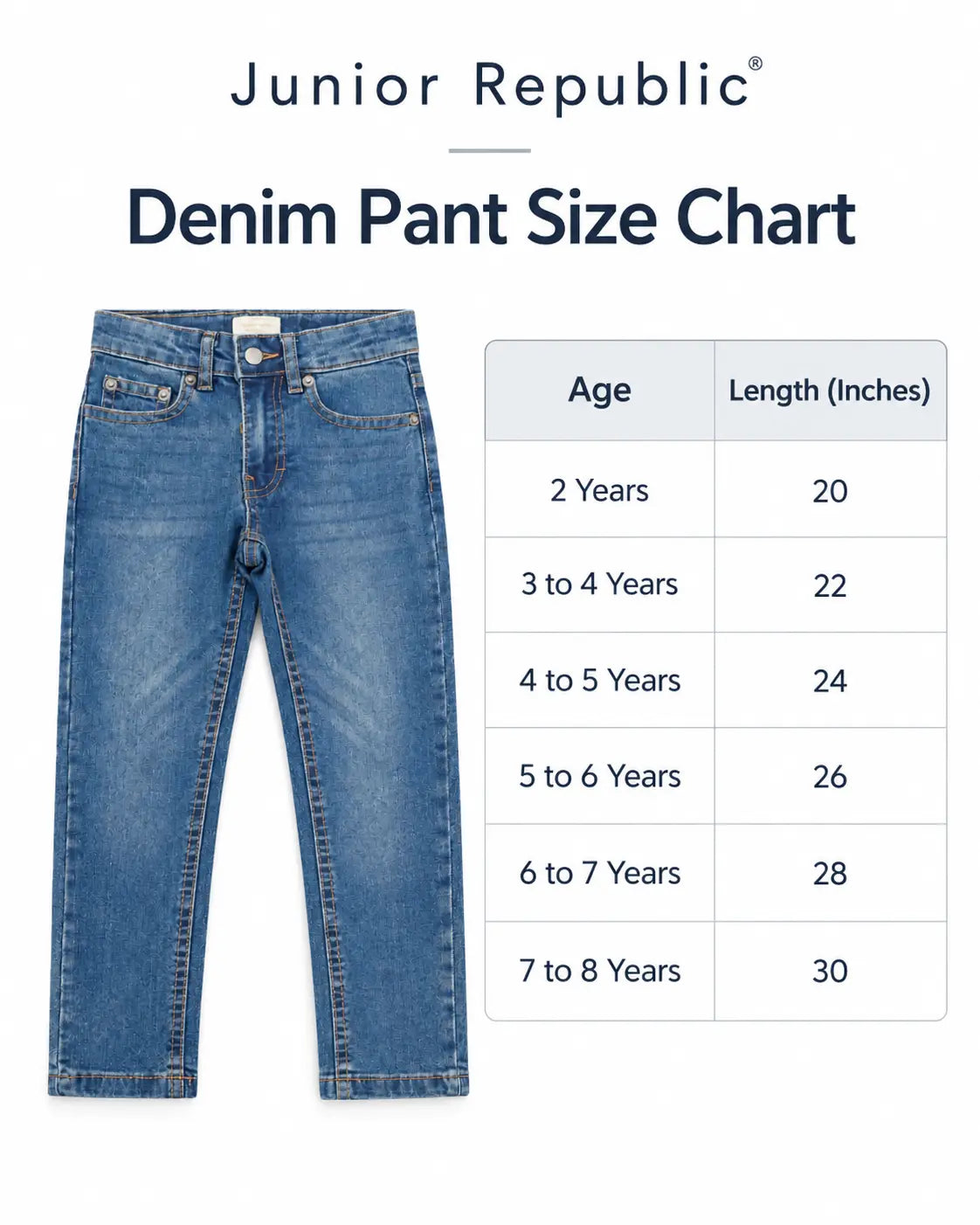 Cut Label Branded Kids Blue Denim Jeans Pant – Straight Fit