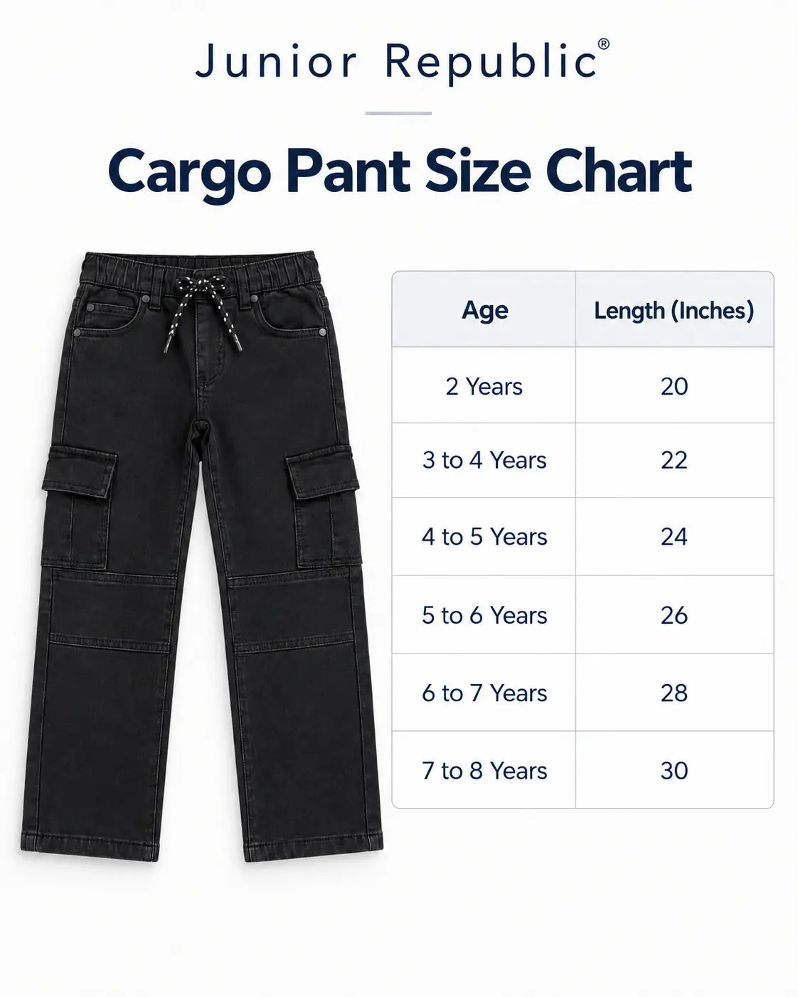 Branded Kids Black Cargo Denim Jeans Pant