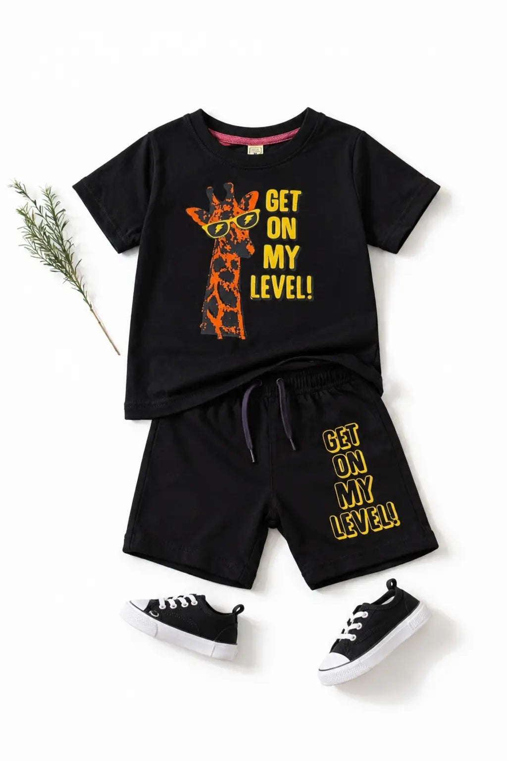 Junior Republic get on my Level Printed Cotton Jersey T-Shirt & Shorts Set for Kids