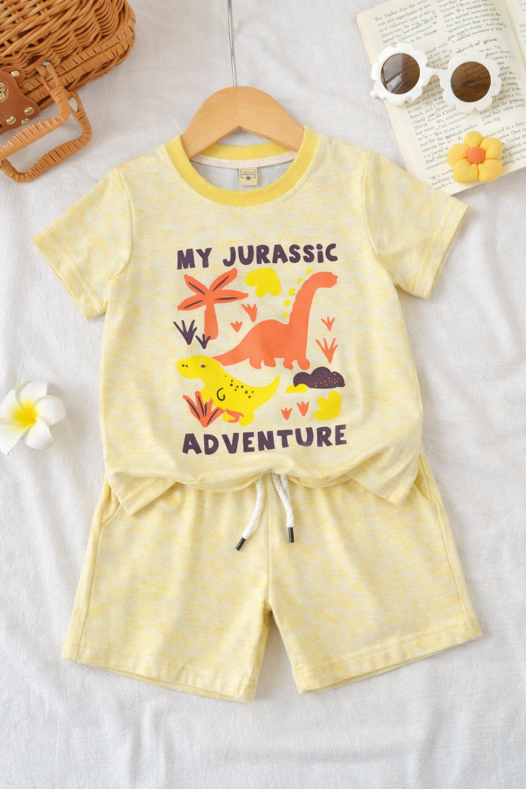 Junior Republic My Jurasic Adventure Printed Cotton Jersey T-Shirt & Shorts Set for Kids