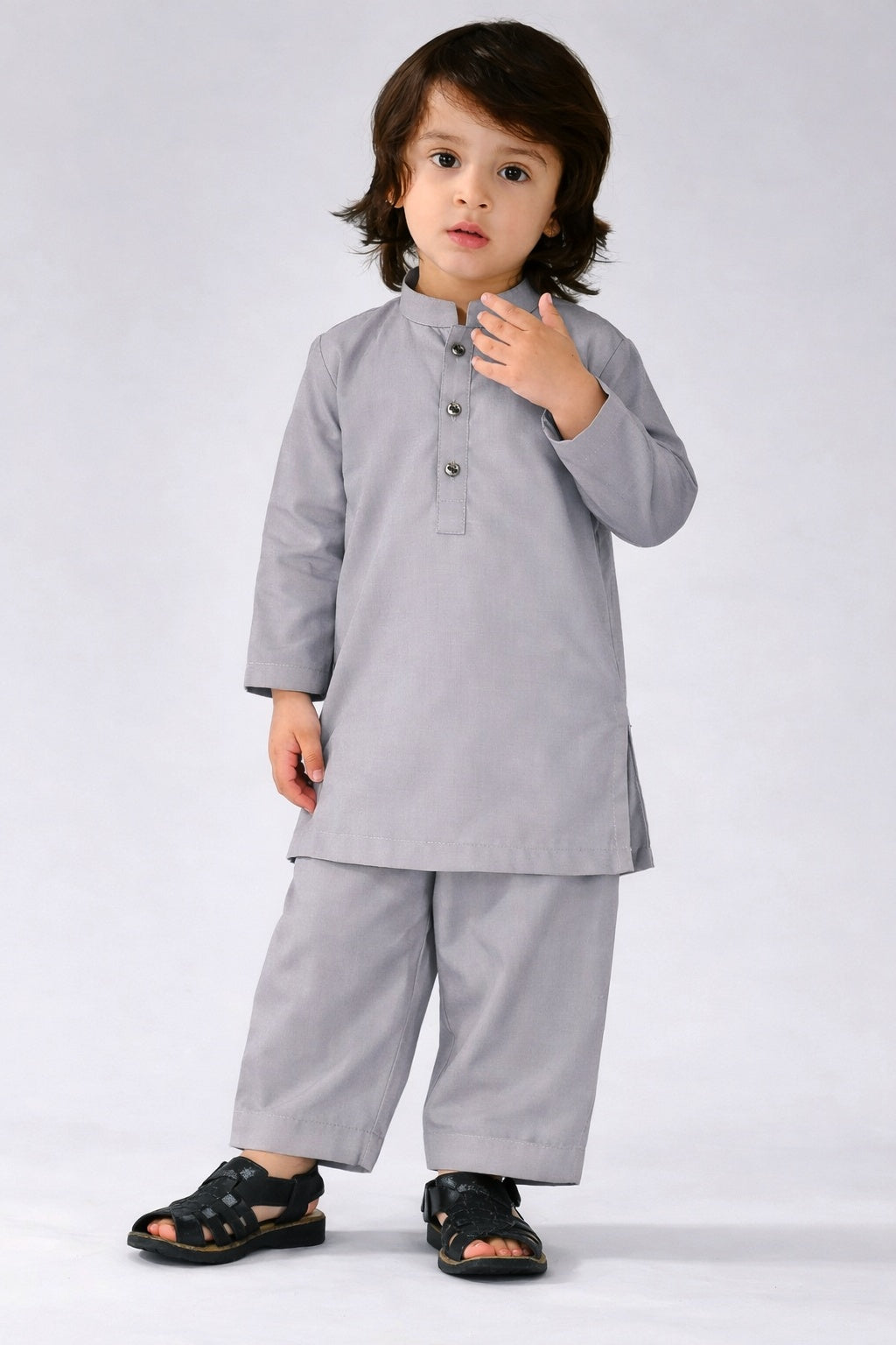 J              unior Republic Boys Summer Shalwar Kameez with embroidered neck Collar- Classic Eastern Wear for Kids
