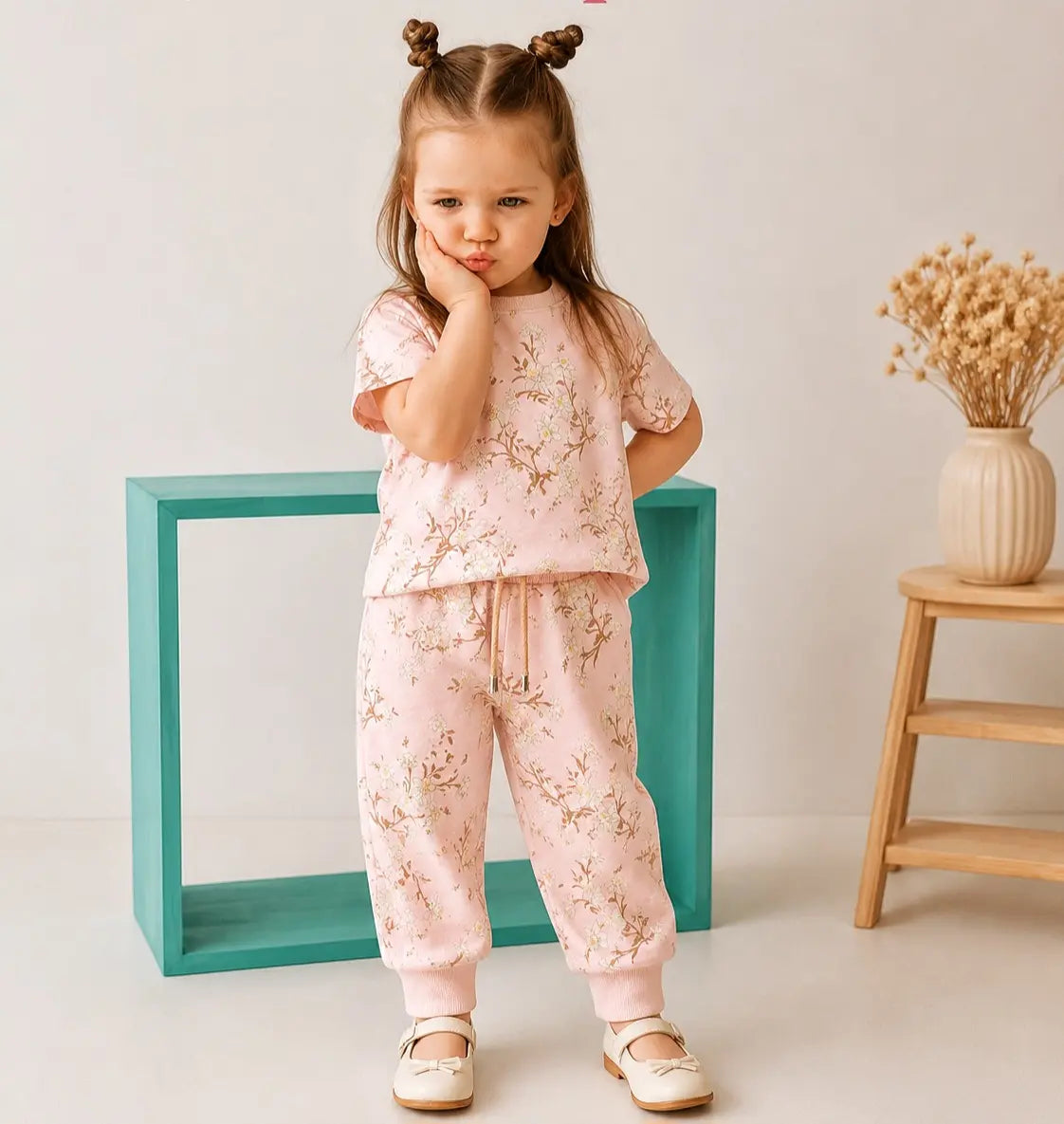 Junior Republic Kids Floral Print Cotton Jersey Suit — Garden Bloom (Style 4)