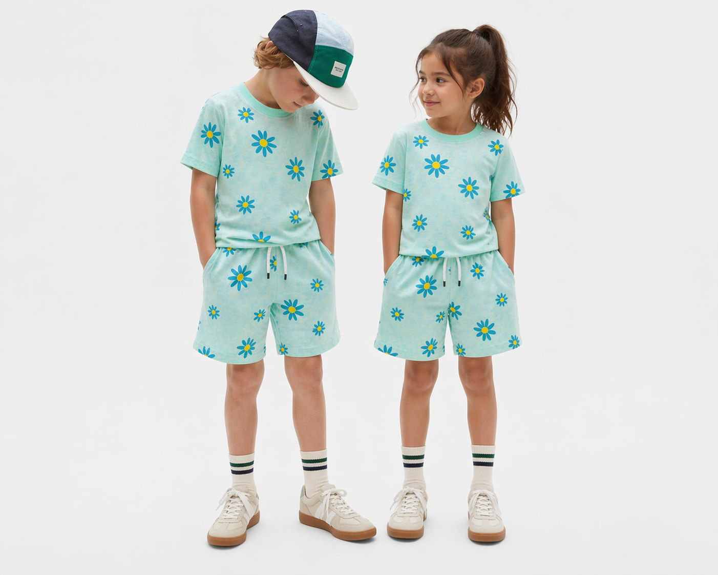Junior Republic Floral Printed Cotton Jersey T-Shirt & Shorts Set for Kids