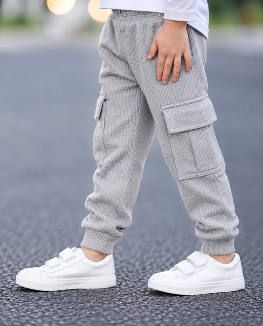 Kids Waffle Knit Cargo Jogger Trouser