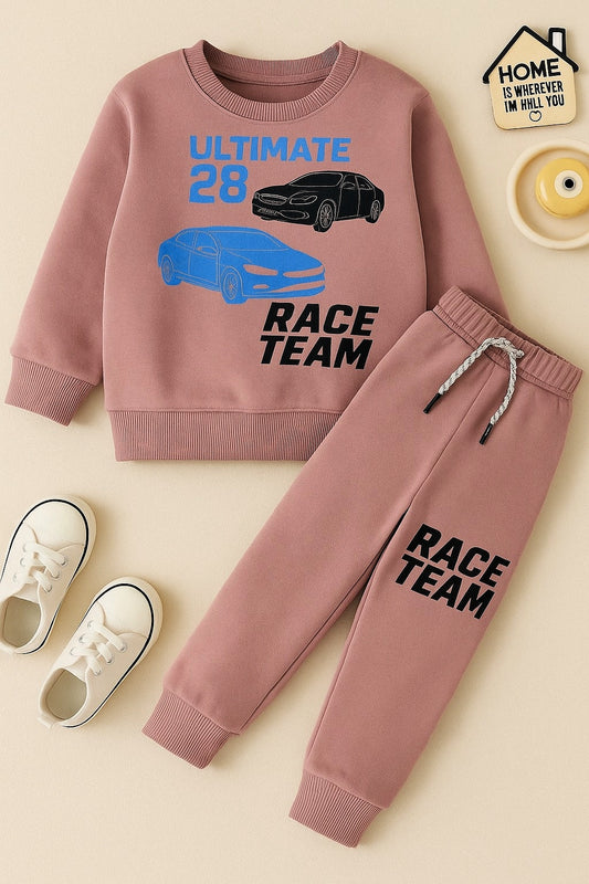 Junior Republic Kid's Race Team Printed Fleece Winter Track Suit