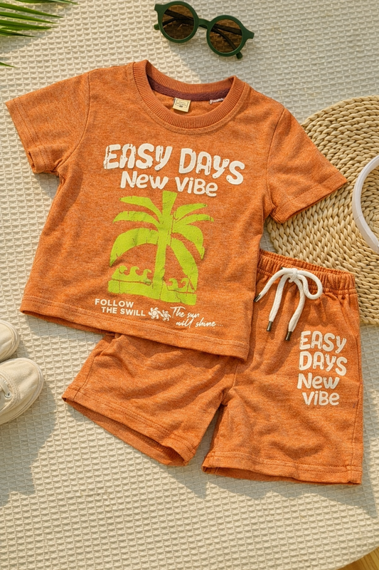 Junior Republic New Vibe Printed Cotton Jersey T-Shirt & Shorts Set for Kids