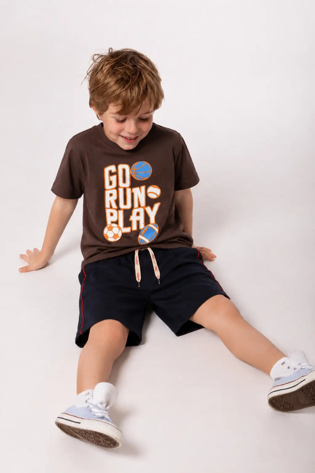 Junior Republic Go Run Play Printed Cotton Jersey T-Shirt & Shorts Set for Kids