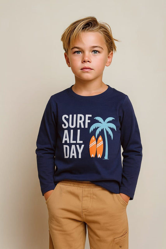 Junior Republic Cotton Jersey Surf All Day Printed Long Sleeve Shirt - Rs. 499 SALE